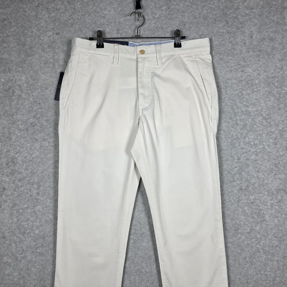 Polo Ralph Lauren Pants Mens Sz 32x30 Ecru Slim Stretch Chino Office Preppy NEW